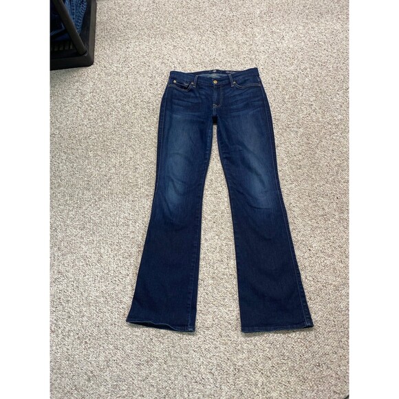 7 For All Mankind Midrise Short Inseam Karah Boot Cut Dark Wash 29 - Picture 2 of 7